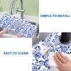 Watercolor Blue Floral Kitchen Sink Splash Guard Mat - Absorbent
