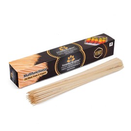 SWASTHA HYGIENE (4mm) Pack 120 Sticks Bamboo Skewers for Grill Kabab Burger Barbecue Sticks Potato Stick (4 * 150 MM 6 Inch, 120)