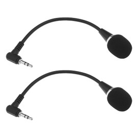 Create idea Flexible Mini Microphone 3.5mm Noise Cancelling Microphone for PC Laptop Amplifier Tablet Desktop Audio Input Devices Voice Chat Voice Recognition Recording 2 Pack