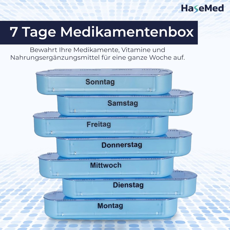 HaseMed 7 Day Pill Box - Weekly Dispenser with 7