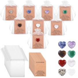 24pcs Funeral Sympathy Favors Sets,Celebration of Life Decorations Celebration of Life Ideas,Funeral Favors for Guests,Heart Shape Natural Stones Organza Bags for Guests Return Gifts
