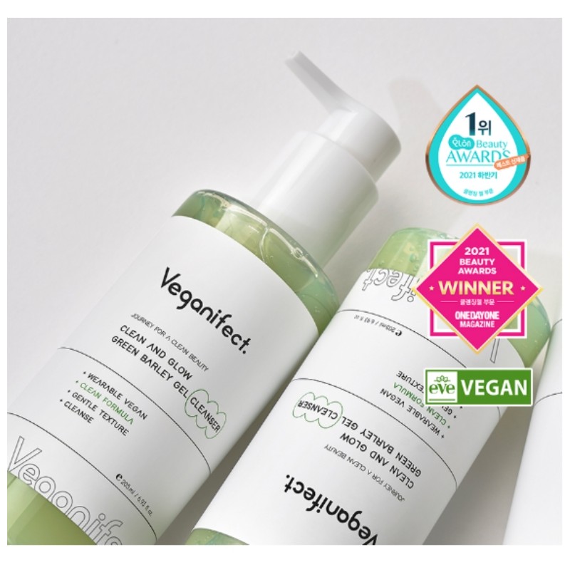 VEGANIFECT Clean And Glow Green Barley Gel Cleanser 205ml