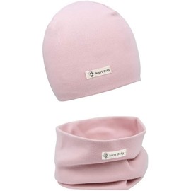 Areti Baby Knitted Hat and Loop Scarf Set, Toddlers’/Children’s Soft, Cotton Beanie Hat, Neck Warmer, Collar, Neckerchief, for Autumn, Winter, Pure Pink