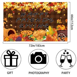 Friendsgiving Banner Decorations 72x44In Extra Large Thanksgiving Backdrop Happy Friends Giving Banners Background for Photograph Indoor Outdoor Celebrations Wall Door Party Home Decor(Dark Brown)