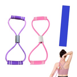 2Pcs Figure 8 Resistance Band with 1Pcs Elastic Band, Resistance Bands with Handle, Figure 8 Exercise Bands for Arm Back Shoulder Stretch, Portable Fitness Accessories for Home Gym, Yoga, Pilates