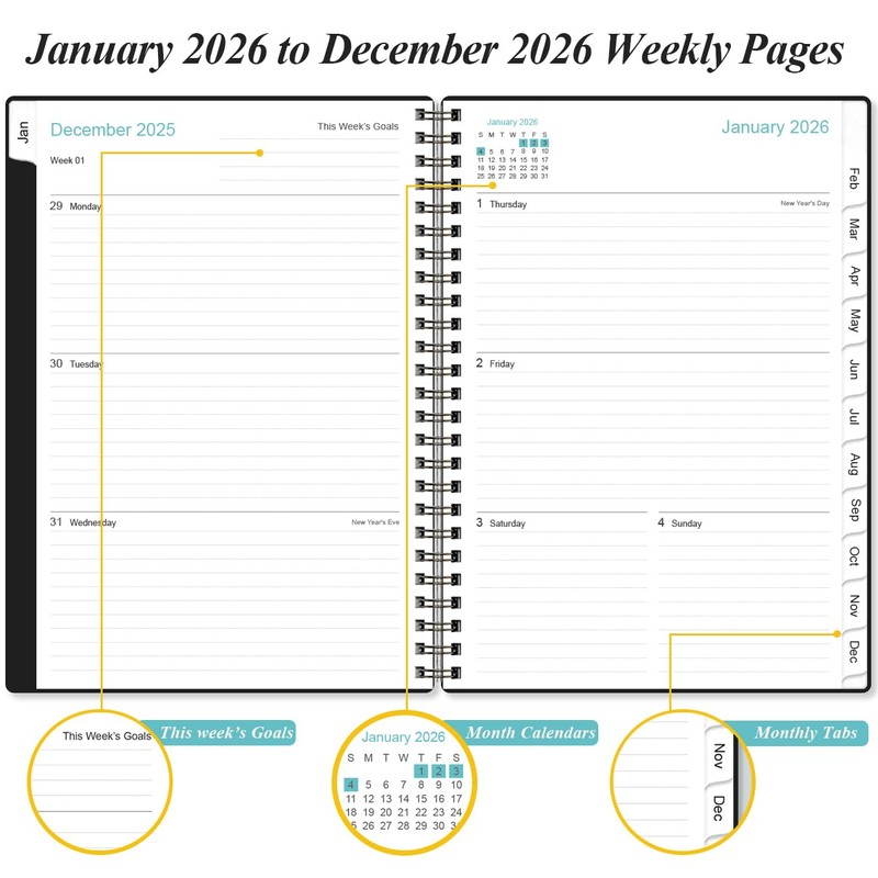 2026 Planner - Weekly and Monthly Calendar Planner from Jan