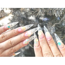  0918 Summer Rain Nail Nail Queen Handmade Nail Tips ✨ - Long Almond /  0918여름비네일네일퀸 수제네일팁 ✨ - 롱아몬드