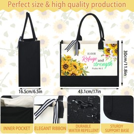 Huhumy 4 Pcs Christmas Tote Bags Inspirational Tote Bag Religious Gift for Women Inspirational Canvas Bag Black Tote Bags