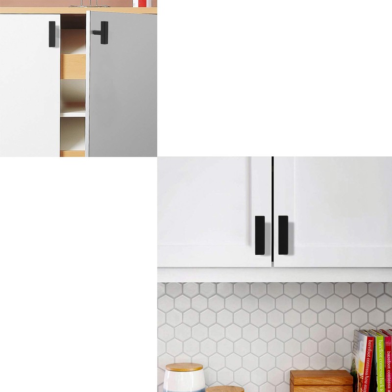 KNOBWELL 6 Pack Black Stainless Steel Drawer Knobs and Pulls,