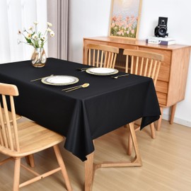 Amonsa Black Rectangle Tablecloth 60 x 102 inch Washable Oblong Table Cloths Polyester Fabric Table Cover for Dining Party Restaurant Wedding Outdoor