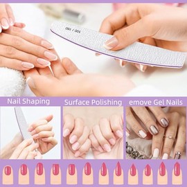 15 limas de uñas profesionales, grano 100/180 de doble cara, tableros de esmeril reutilizables para uñas naturales/acrílicas, salón y uso doméstico (g