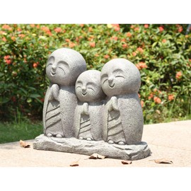 Hi-Line Gifts 17.5" Gray Lucky Japanese Jizo Family Praying Outdoor Garden Statue