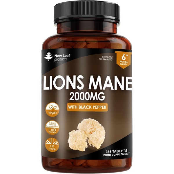 Lions Mane Mushroom 2000mg - 365 High Strength Vegan Tablets