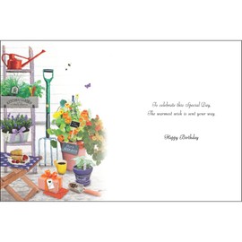 Jonny Javelin Male/Female Birthday Card - Happy Birthday Card with Artistic Gardening Design and Embossed Foil Details - Birthday Card for Men/Women