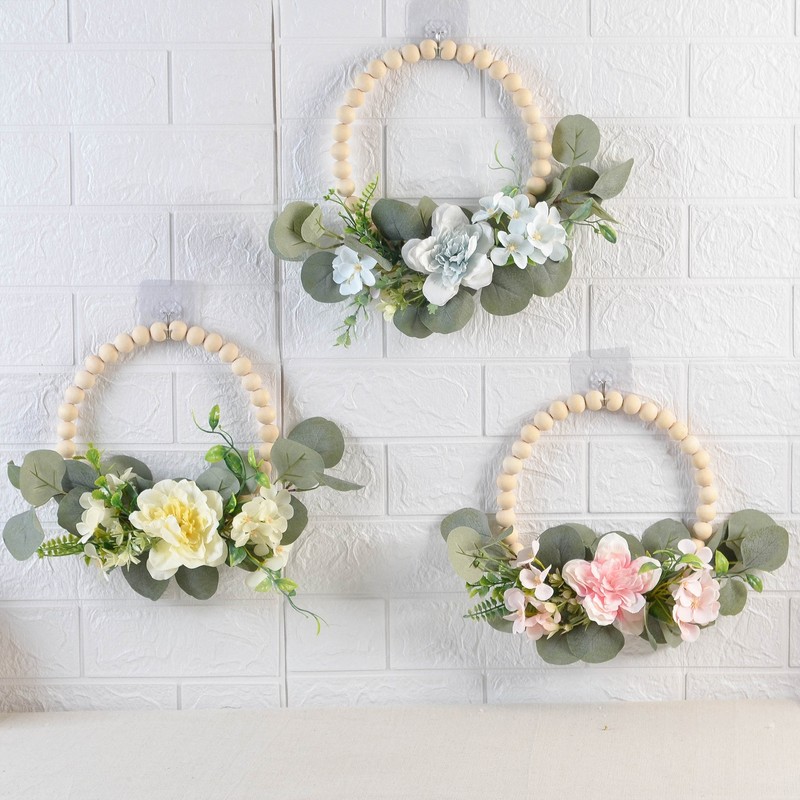 Artificial Garland Wood Pearl Decorative Flower Wreath Tea Garland Home