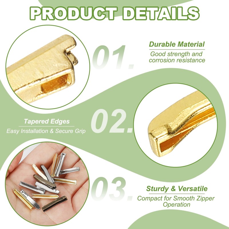 YELARXI Zipper Repair Kit, Metal Zipper Latch Slider Retainer Insert