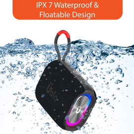 Uolo Pulse GloWave Mini Wireless & FM Radio Speaker[8W] Stereo Sound, IPX 7 Floatable Water Proof, 20+ hrs Playtime Ultra Portable Wireless Speaker[Black/Red]