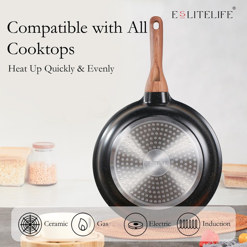 ESLITE LIFE Nonstick Ceramic Frying Pan Skillet, Non-Toxic Egg Omelette