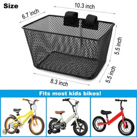 SAMORE Front Bike Basket for Kids Metal Black Bicycle Baskets for Girls & Boys Fits Triycle, Scooter, Balance Bike