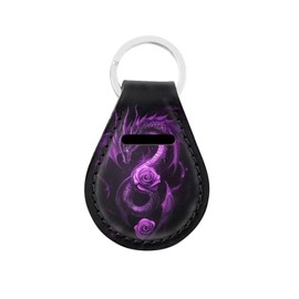 GIFTPUZZ Purple Dragon Keychain Quarter Holder Keychain for Womens Girls ID Card Keyrings Car Key Chain with Rings