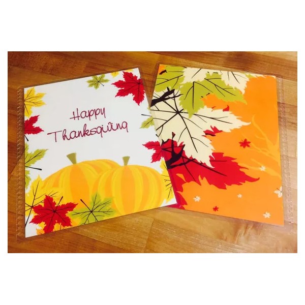 Handmade Fall Happy Thanksgiving Leaves Front Back Cover Set 4