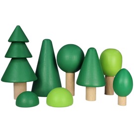TEKOR 8Pcs Wooden Tree Toy Set | Montessori Natural Wood Mini Trees for Craft | Play Sets | Fairy Gardens | Decoration | Varying Green Colors Creative Education Toys