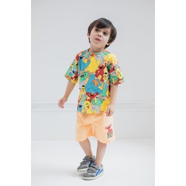 Sesame Street Cookie Monster Elmo Little Boys Graphic T-Shirt and Shorts Outfit Set Multicolor / Orange 7-8