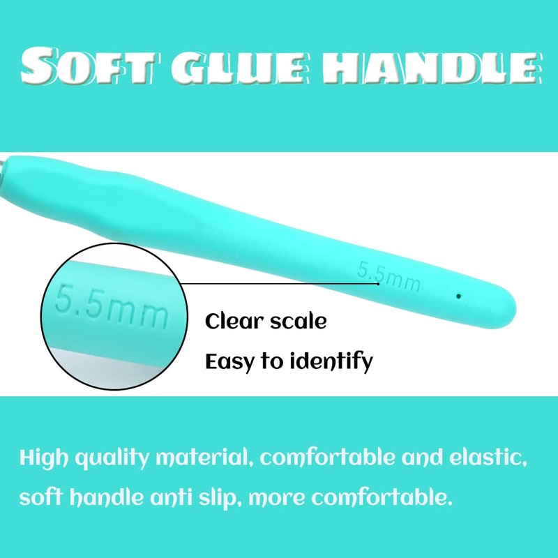 5.5 mm Crochet Hook, Aluminum Soft Grip Rubber Handle Needles