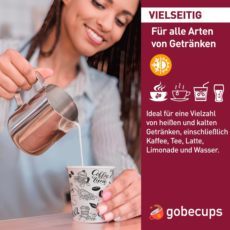 gobecups 100 White Paper Cups 200 ml / 7 oz