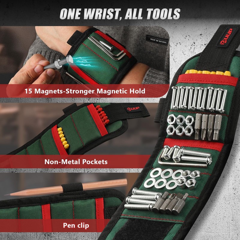 UUP Magnetic Wristband for Tools, Tool Belt Wrist Band with