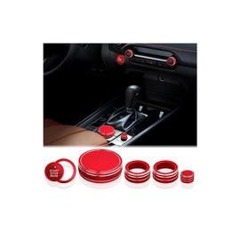 for 2023-2025 Mazda CX50 Accessories, for 2019-2025 Mazda 3 & 2020-2025 CX30, 6pcs Aluminum Alloy Knob Cover Trim Kit - Push Start, AC, Multimedia & Volume (Red) -DvlynAuroa