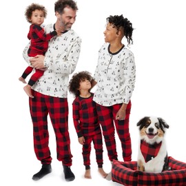 HonestBaby Organic Cotton Holiday Family Jammies Pajamas, Holiday Tartan, Medium