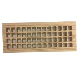 4 Inch x 12 Inch Red Oak Hardwood Vent Floor Register Surface Mount, Eggcrate Style, Unfinished