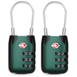 Joyway TSA Approved Luggage Lock, 3 Digit Combination Cable Lock with Alloy Body, Travel Combination Locks for Suitcases, Backpack and Golf Bag (Coral Blue, 2Pack)