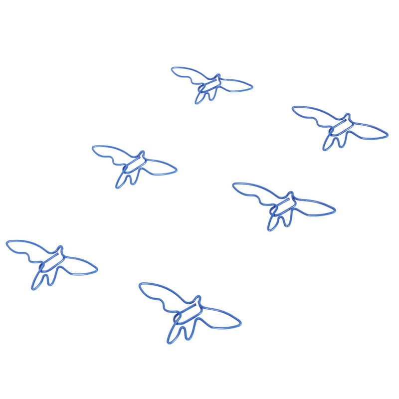 100pcs Blue Birds Paper Clips Creatively Cute Plated Metal Bookmark