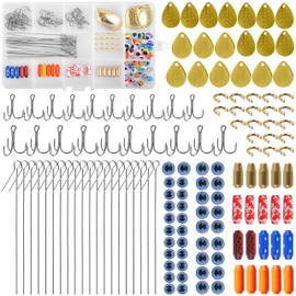 Fishing Lures Spoon Rigs DIY Spinner Baits Treble Hooks Spinner Blade Clevis Fishing Beads Making Kit for Bass Trout Walleye Fishing Accessories