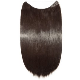 Hair Extensions with Wire, Natural Hairpiece, Hair Thickening, No Clips, Straight, Heat-Resistant Synthetic Fibres, 50 cm, Dark Brown