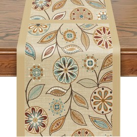 Snycler Table Runner Boho Table Runners Vintage Elegant Farmhouse Table Center Linen Decor for Home Dining Party Entrance (13x72 Inch) Khaki
