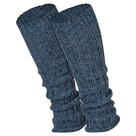1 Pair of Women's Warm Leg Warmers in Wool Knitted, Jeans melange