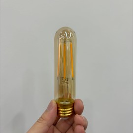 Decoaui E26 T10 LED Light Bulbs, Vintage Tubular Edison Bulbs, 4W(40 Watt Equiv.) Dimmable, Amber Glass, 4 Pack