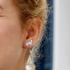 Sterling Silver Star Earrings for Women - Hypoallergenic Cubic Zirconia Stars Ear Climber Earrings Sparkle Star-Shaped Earrings Gifts for Christmas Birthday