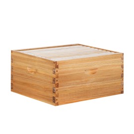 POLLIBEE 8 Frame Deep Brood Bee Hive Box Dipped in 100% Beeswax,Beehive Box for Bee Keeper, Include Beehive Frames and Wax Foundation(unassembled)