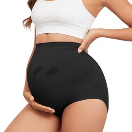Y25D Maternity Underwear Seamless High Waisted Maternity Panties Over Bump Pregnancy Belly Support Black