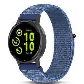 Koazon Hook and Loop Nylon Watchband Compatible with Garmin Vivoactive 5/6/3,20mm Soft Elastic Lightweiht Sport Adjustable Replacement Strap for Garmin Forerunner 165/55/245/Venu Sq 2 Women Men