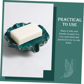 SHOWERORO Ceramic Soap Dish with Draining Design Creative Leaf-Shaped Holder for Bathroom and Kitchen Stable and Soap Tray