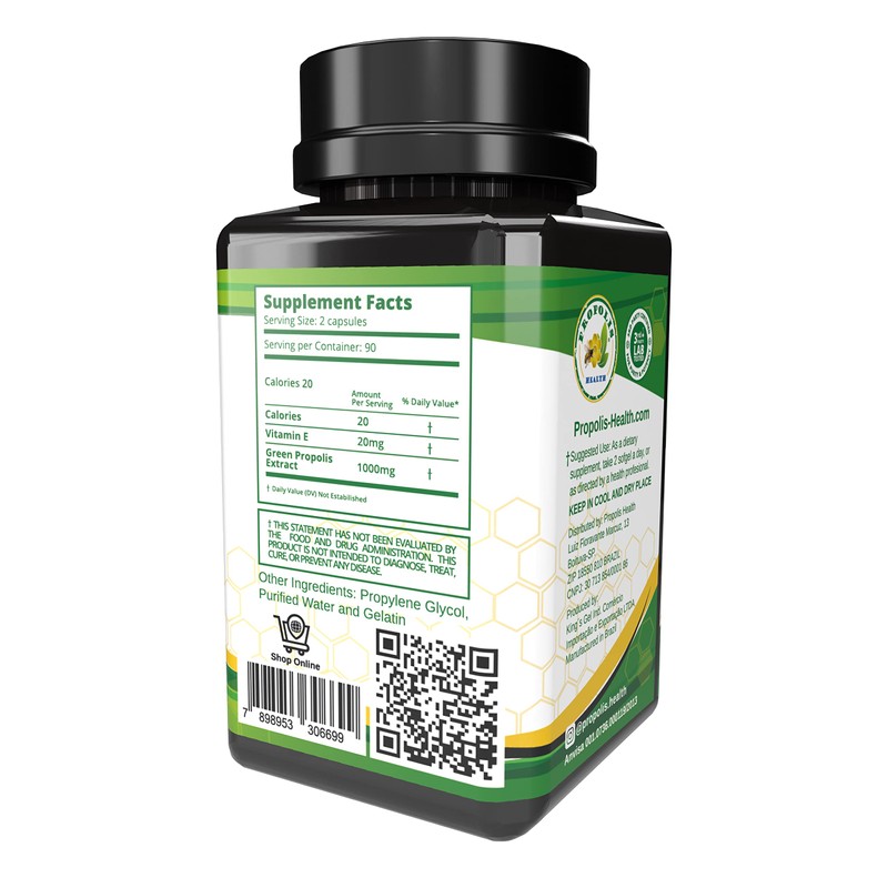 Propolis Health Propolis Capsules 1000mg-Daily with Vitamin E Per dose