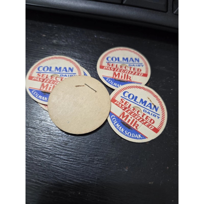 paper Vintage Lot of 5 Milk Caps Colman Dairy Colman