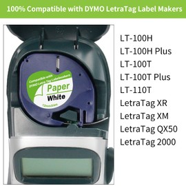 Home Colortly 3 x Etikettenband, kompatibel mit DYMO LetraTag 12 mm x 4 m, Etikettiergerät, schwarzer Druck auf weißem Etikettierpapier, funktioniert für Dymo Letratag XR LT-100H / LT-100H