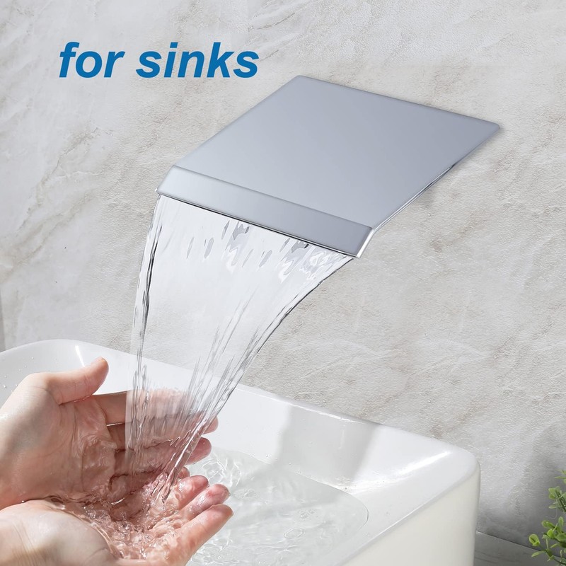 AZOS Waterfall Bath Spout Wall Mount Tub Filler Brass Waterfall