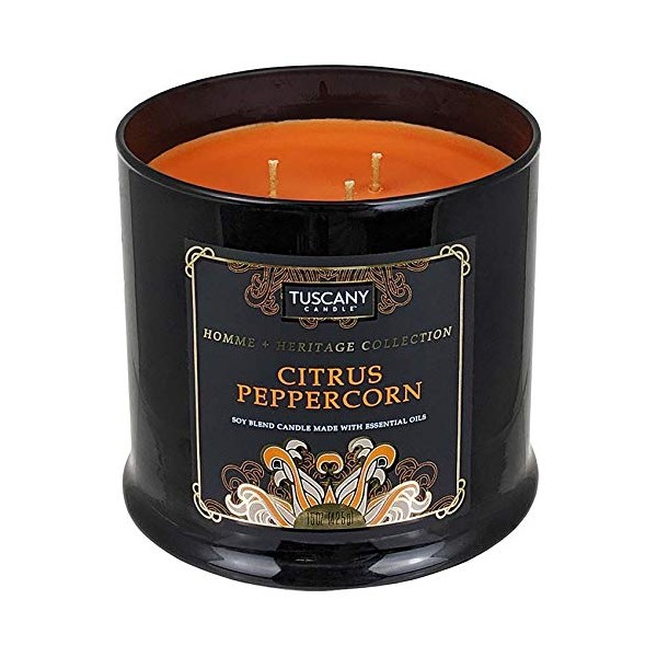 Tuscany Candle Homme & Heritage Citrus Peppercorn 3 Wick Essential Oil Candle 15 Ounce
